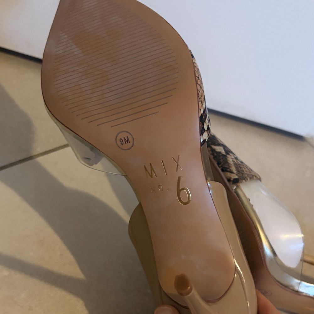 Mix No. 6 Elegant Tan and Snake Print Women's Heels - Picture 6 of 8